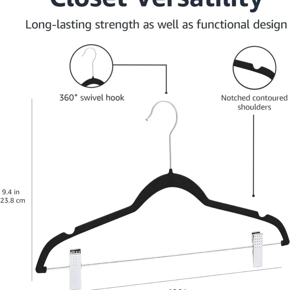 Black Velvet Skirt/Pants Hangers (10 Pack) - Picture 3 of 6